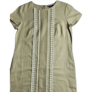 Brooks Brothers Size 6 Beige Linen Cotton Cottagecore Crochet Dress.